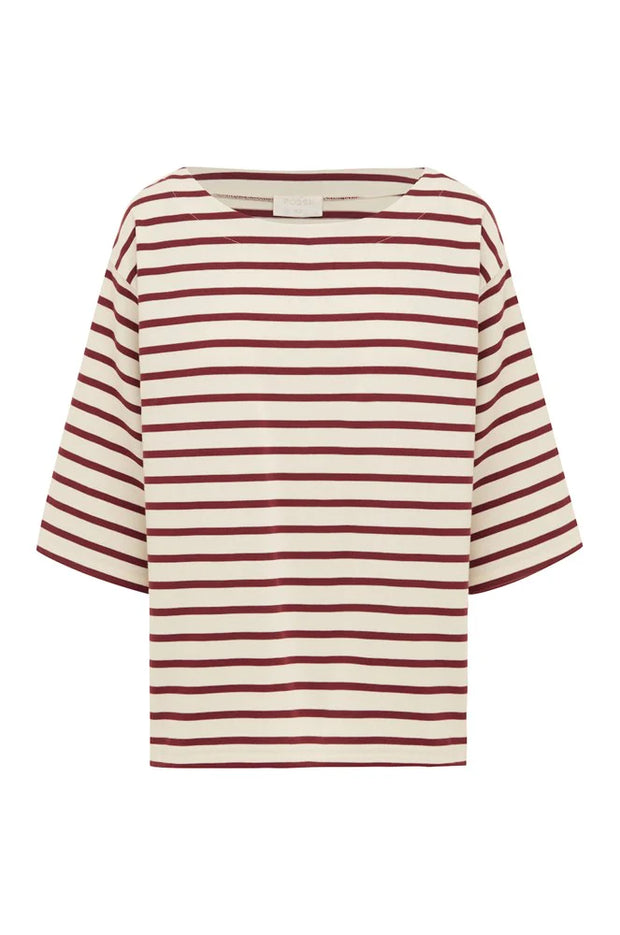 Arlo T-Shirt Cream/Crimson Stripe