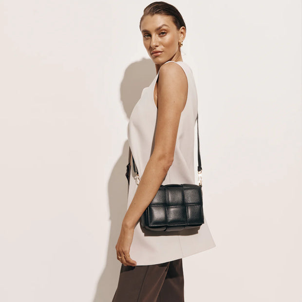 Margot Woven Leather Bag Black