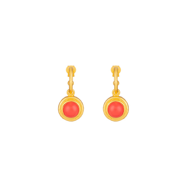 Kameo Red Coral Stone Earrings