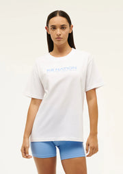 Aero Short Sleeve Tee In White/ Cornflower Blue