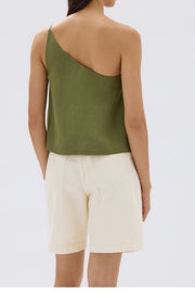 Farriday Linen Silk Asymmetric Top Pandan