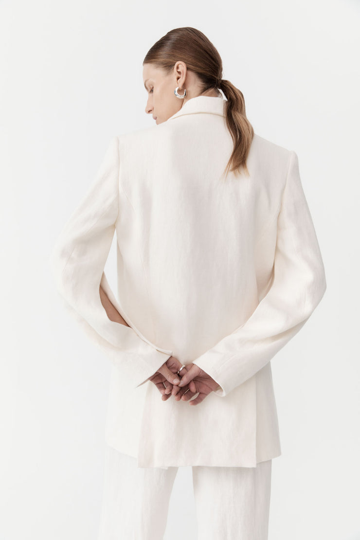 Linen Split Sleeve Blazer Ivory
