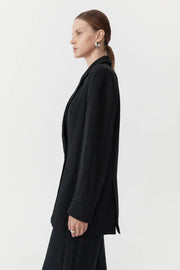 Linen Split Sleeve Blazer Black