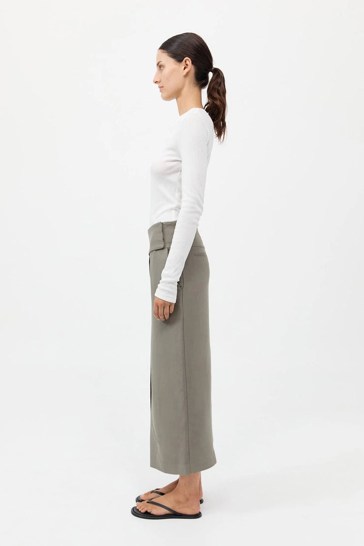 Wide Waistband Column Skirt Smokey Olive