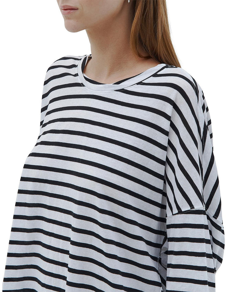 Slouch Short Sleeve T.Shirt - Black and White Stripe