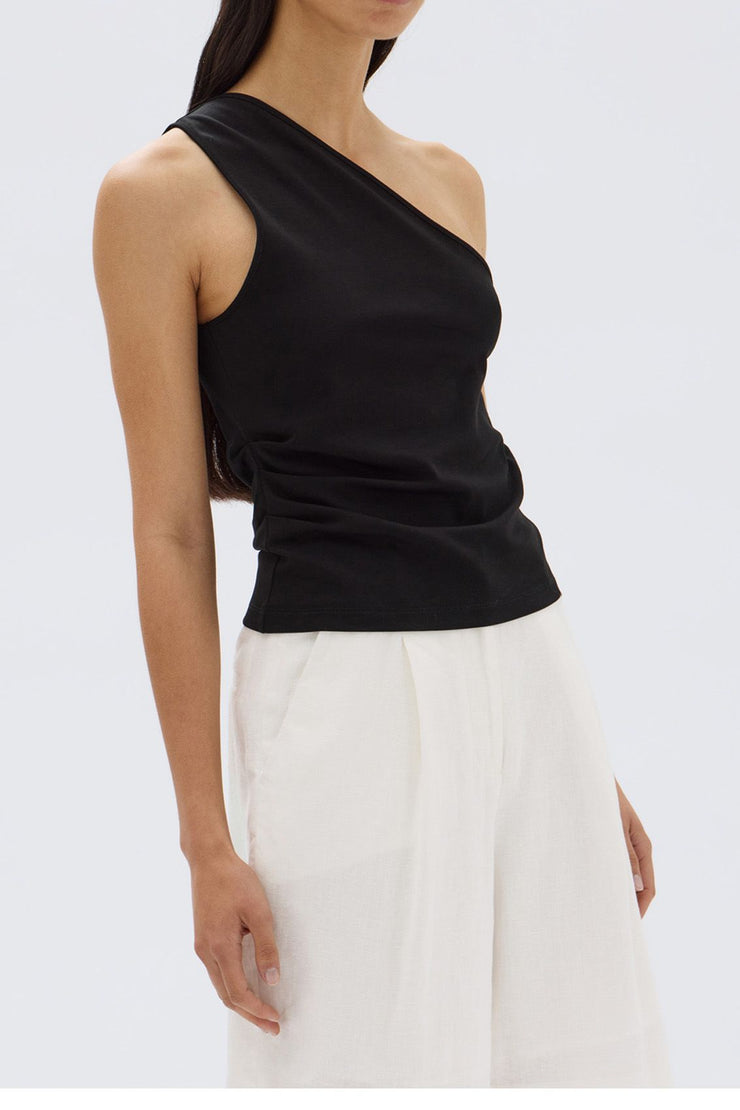 Orchid Jersey One Shoulder Top Black