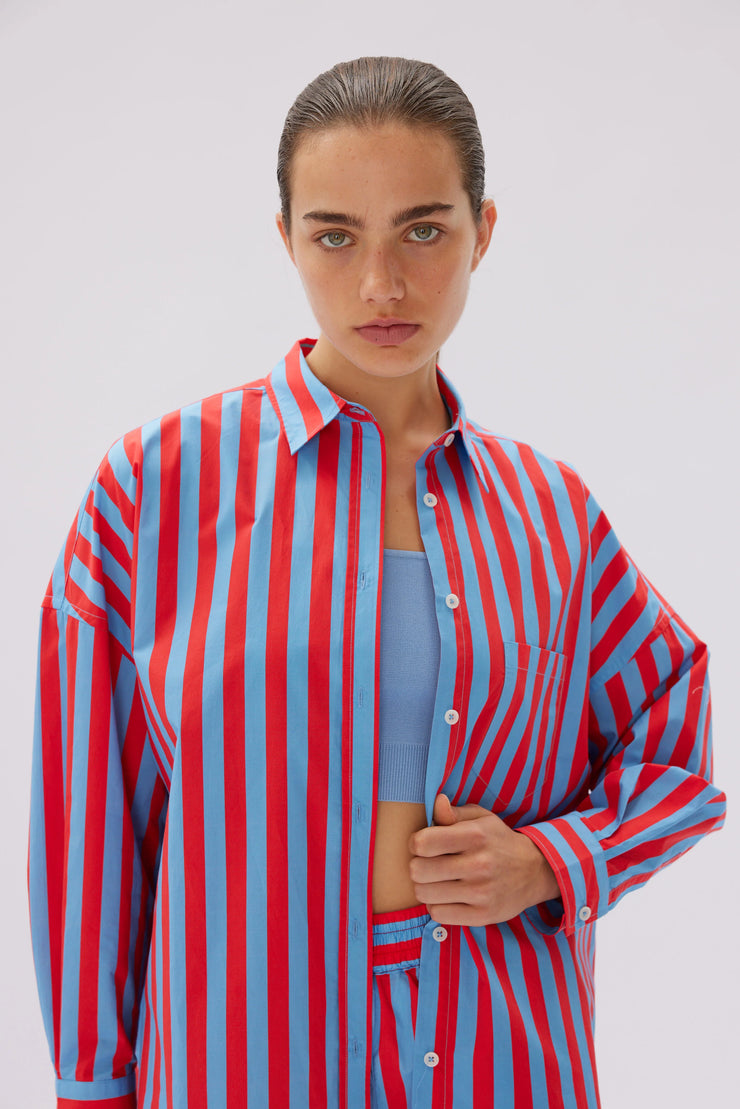 Chiara Shirt Classic Stripe Toffee Apple/Azure