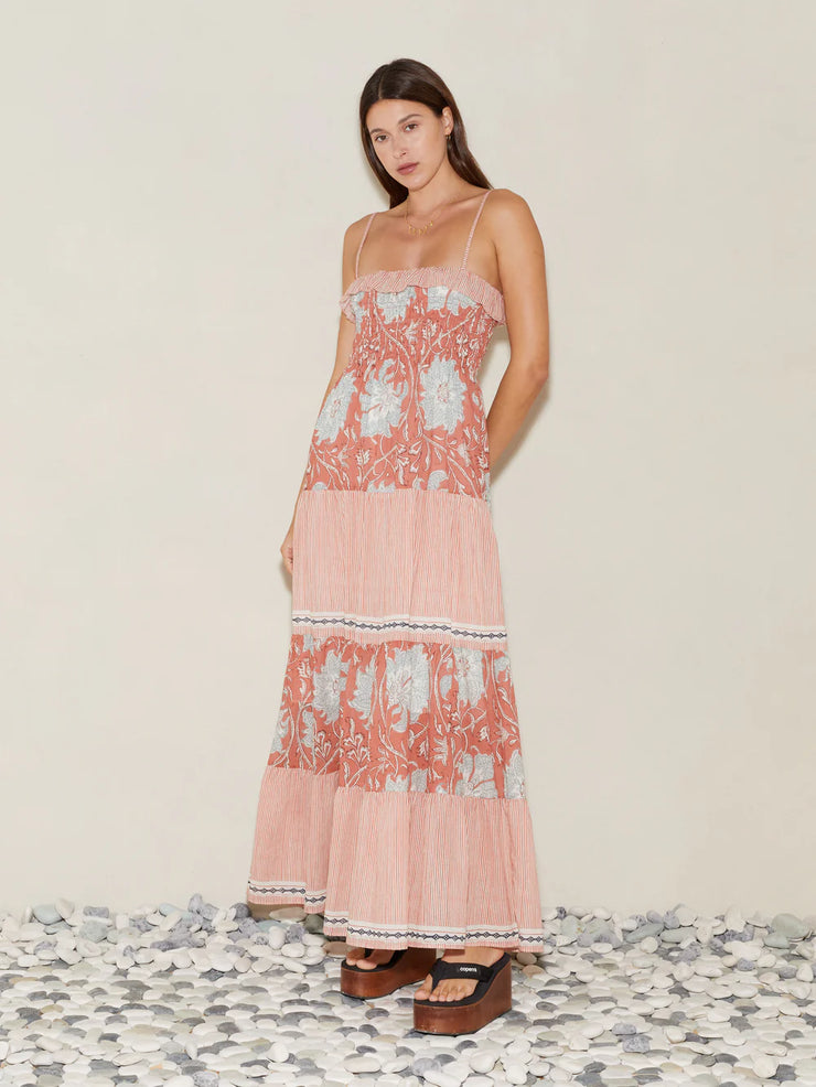 De Flore Shirred Maxi Dress