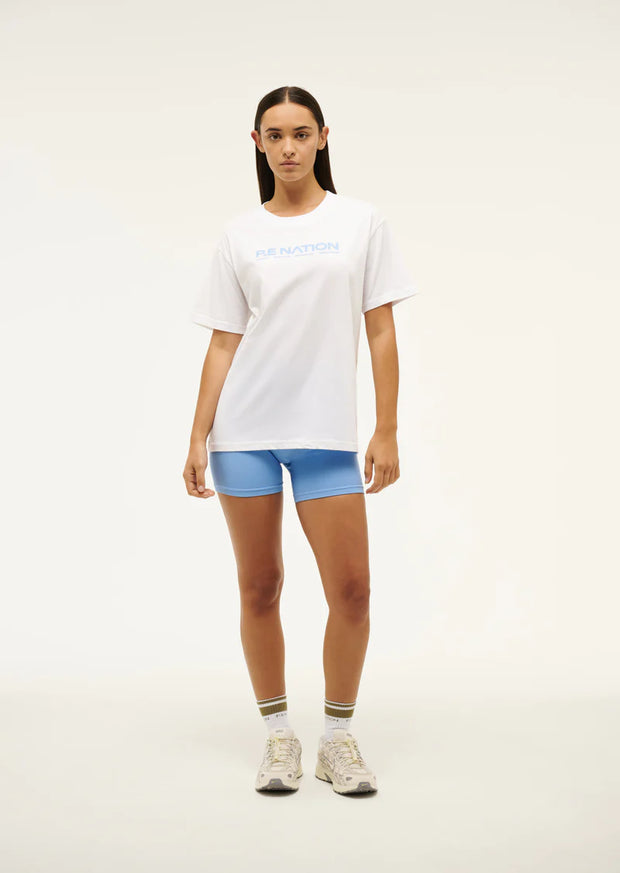 Aero Short Sleeve Tee In White/ Cornflower Blue