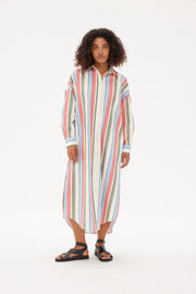 Chiara Maxi Dress Multi Stripe Birch/Cherry/Powderblue/Khaki