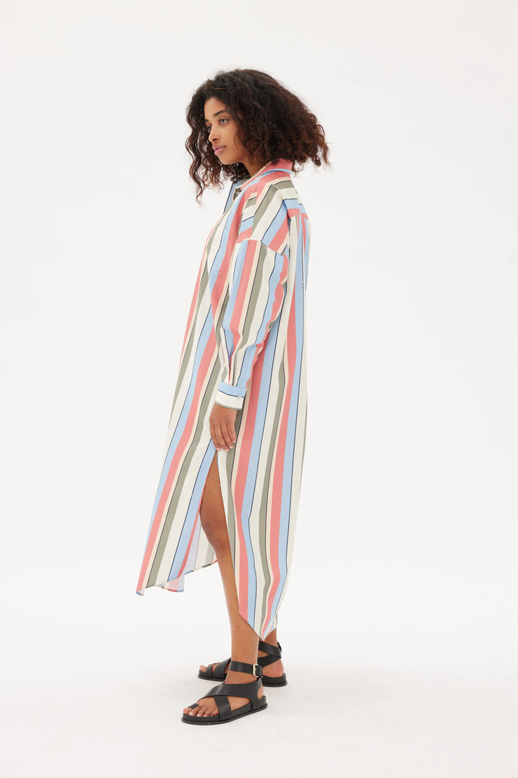 Chiara Maxi Dress Multi Stripe Birch/Cherry/Powderblue/Khaki