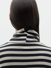 Stripe Funnel Neck Long Sleeve T.Shirt