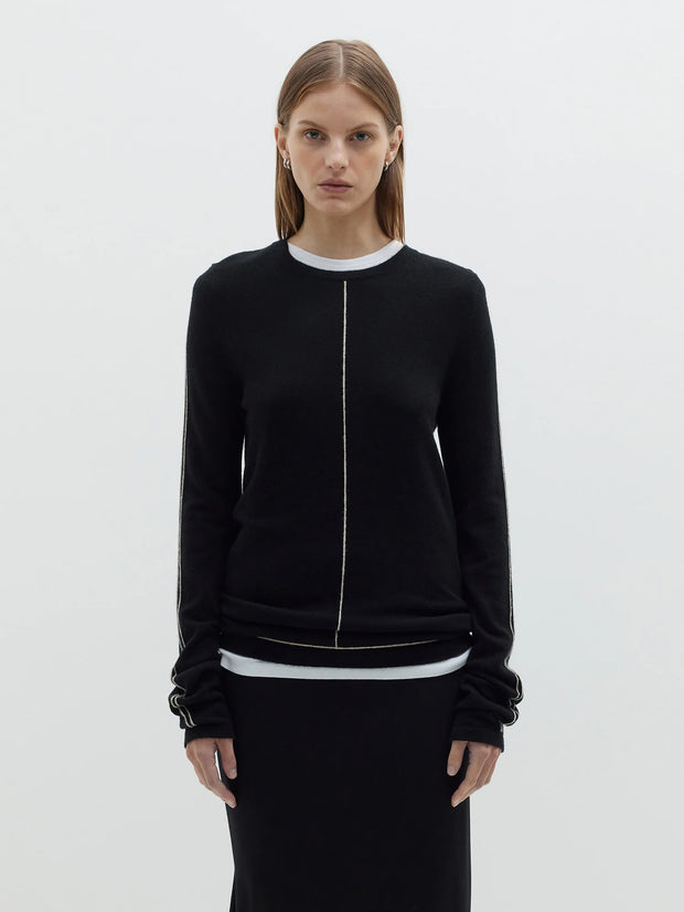 Contrast Detail Layering Knit Black