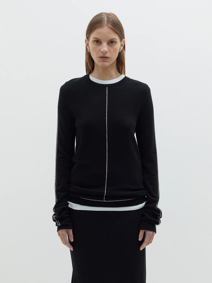 Contrast Detail Layering Knit Black