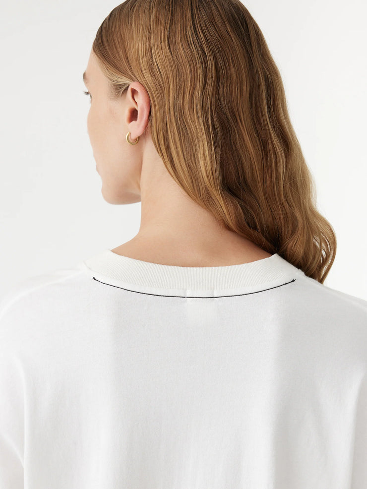 Boxy V Neck L/S T.Shirt White