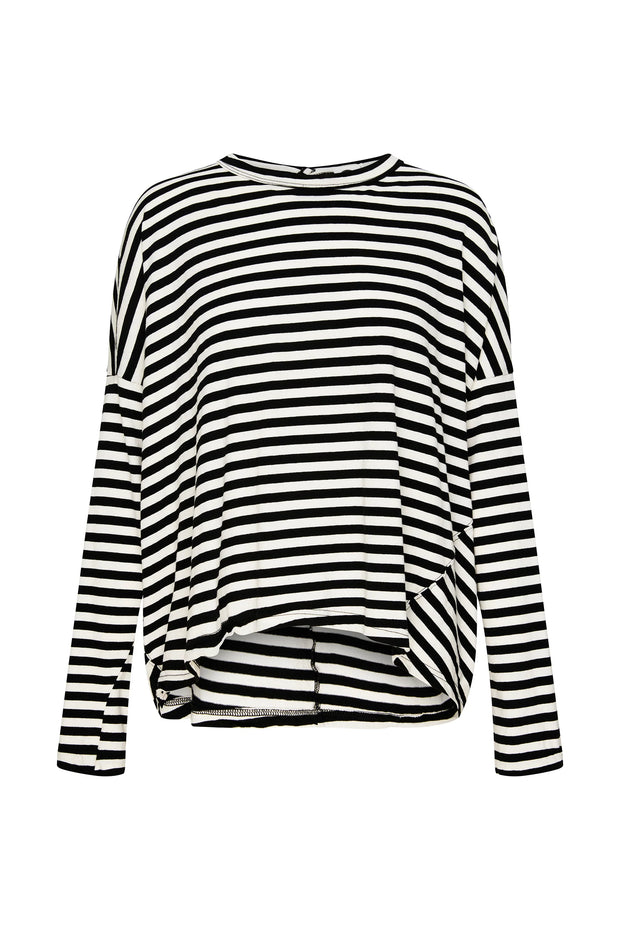 Stripe Circle L/S T.Shirt Undyed/Black