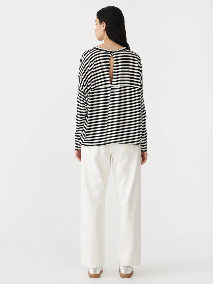 Stripe Circle L/S T.Shirt Undyed/Black