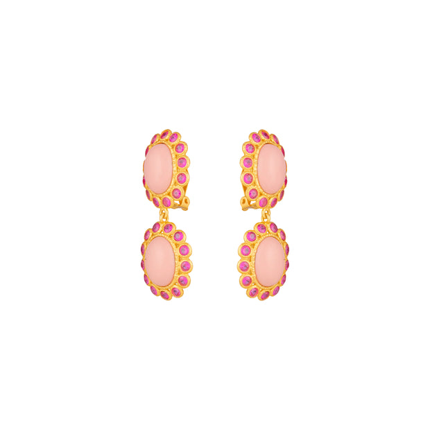 Ada Pink Coral and Pink Crystal Earrings
