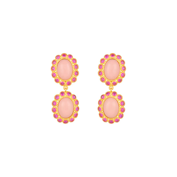 Ada Pink Coral and Pink Crystal Earrings