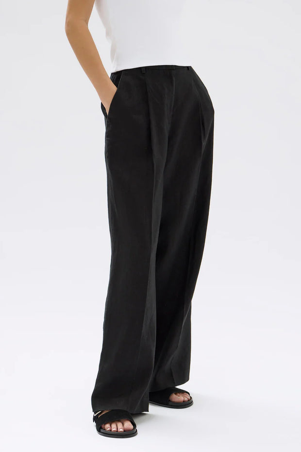 Aria Linen Pant Black