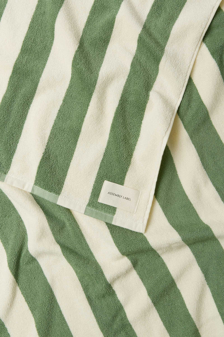 Cotton Stripe Beach Towel Pandan/Cream