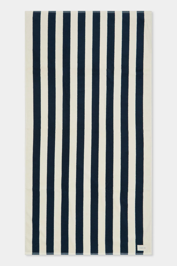 Cotton Stripe Beach Towel True Navy/Cream