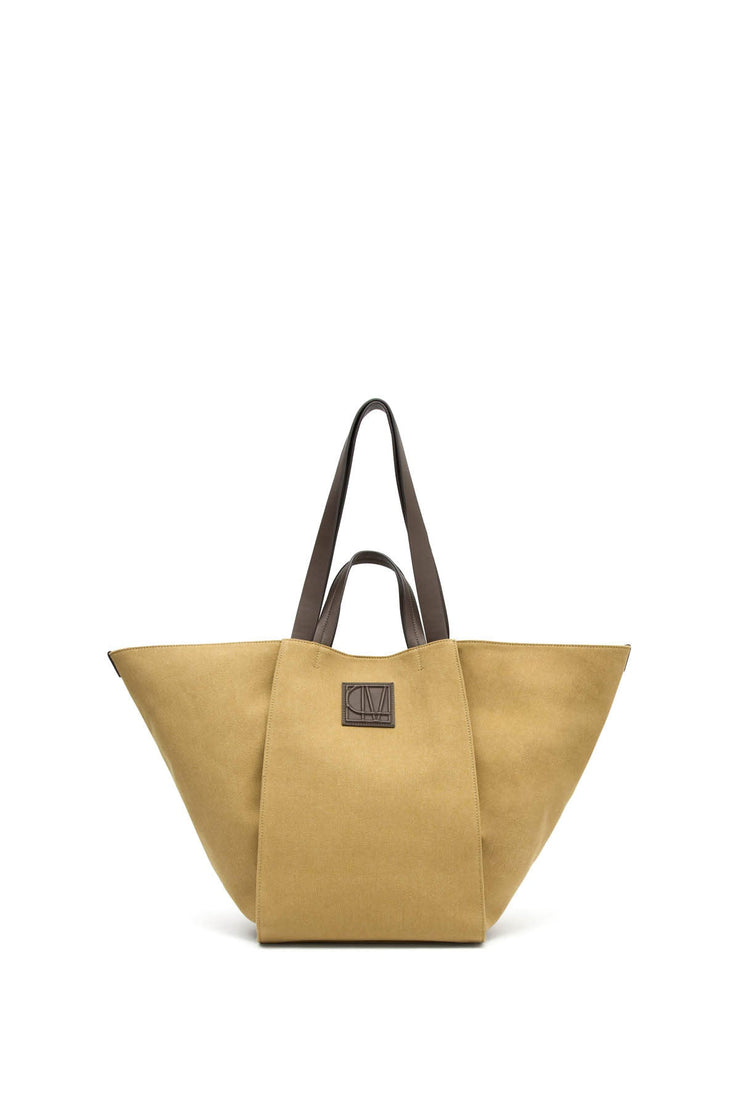 Fallon Canvas Tote Khaki/Chocolate