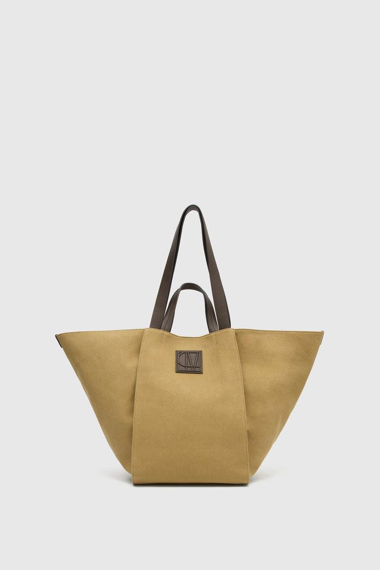 Fallon Canvas Tote Khaki/Chocolate