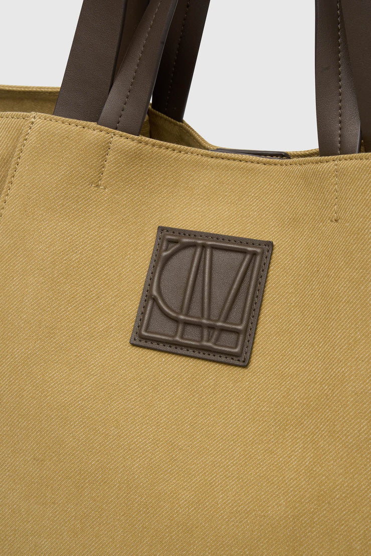 Fallon Canvas Tote Khaki/Chocolate