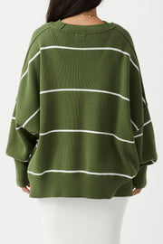 Harper Stripe Organic Knit Sweater Caper & Cream