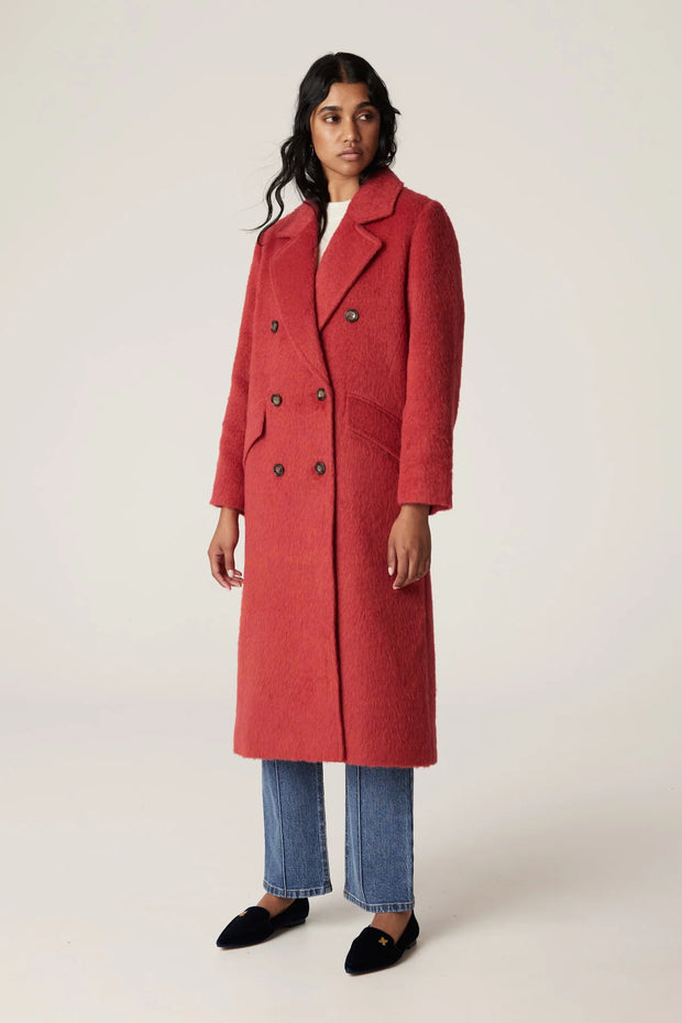 Sabine Double Breasted Coat Red