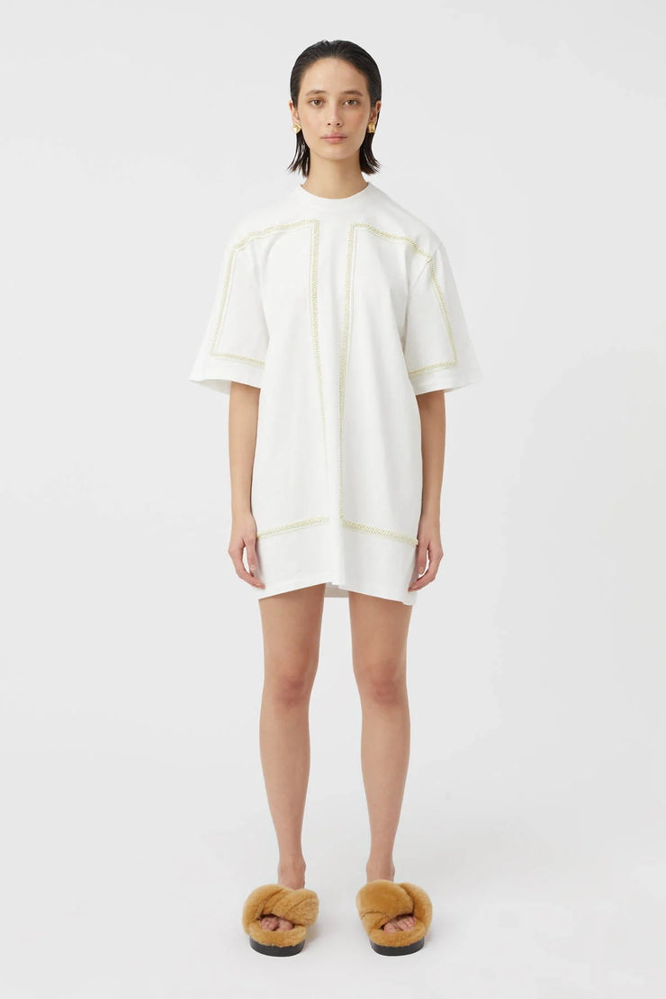 Fortuna Mini Tee Dress Soft White/Lemon Milk