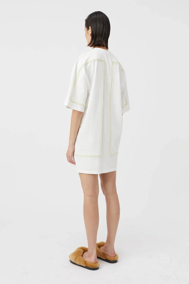 Fortuna Mini Tee Dress Soft White/Lemon Milk