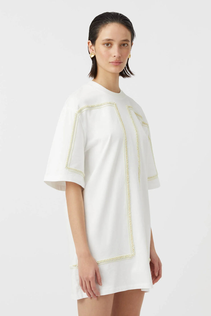 Fortuna Mini Tee Dress Soft White/Lemon Milk