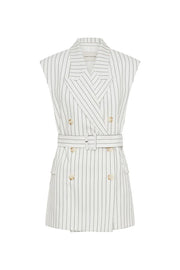 Jagger Blazer Vest White Pinstripe