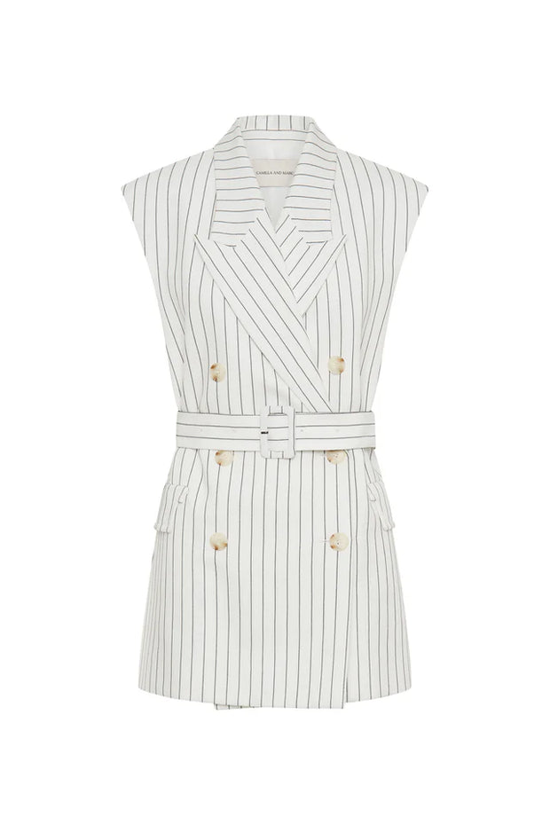 Jagger Blazer Vest White Pinstripe