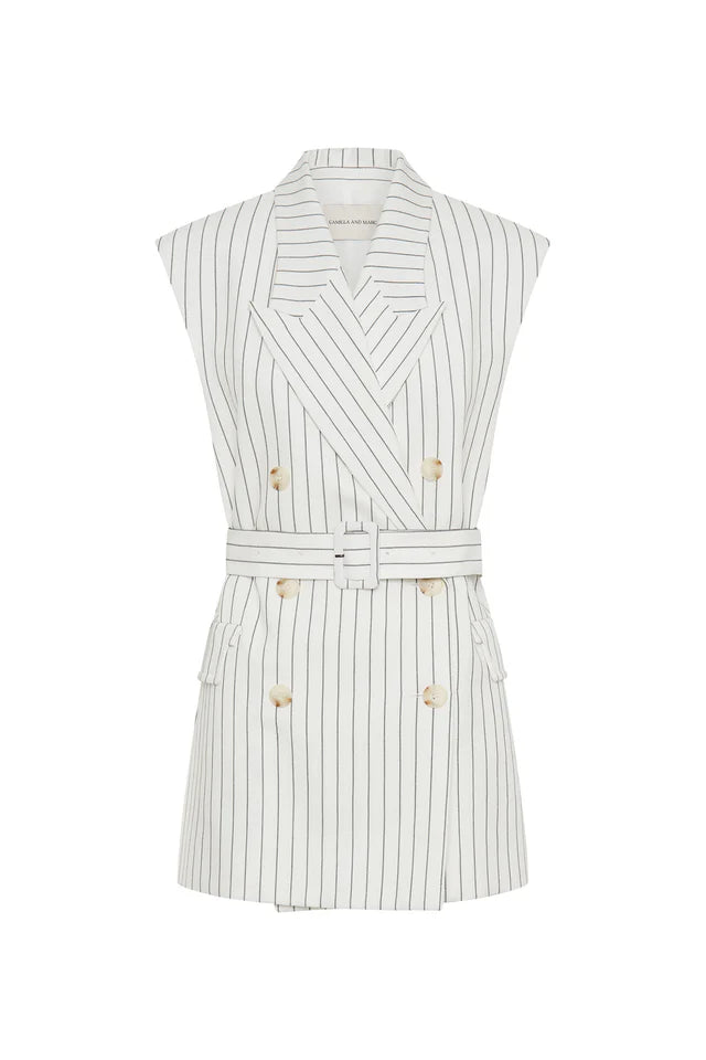 Jagger Blazer Vest White Pinstripe