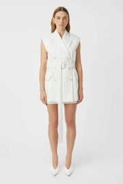 Jagger Blazer Vest White Pinstripe