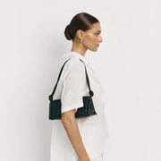 Daniella Triangle Woven Shoulder Bag Black