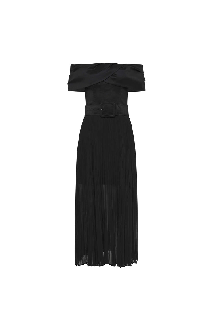 Emelie Off the Shoulder Midi Black