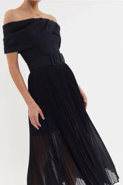 Emelie Off the Shoulder Midi Black