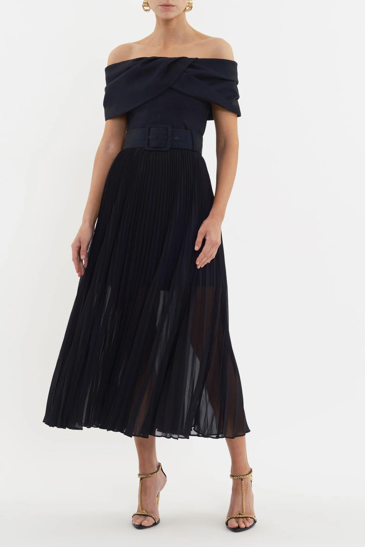 Emelie Off the Shoulder Midi Black