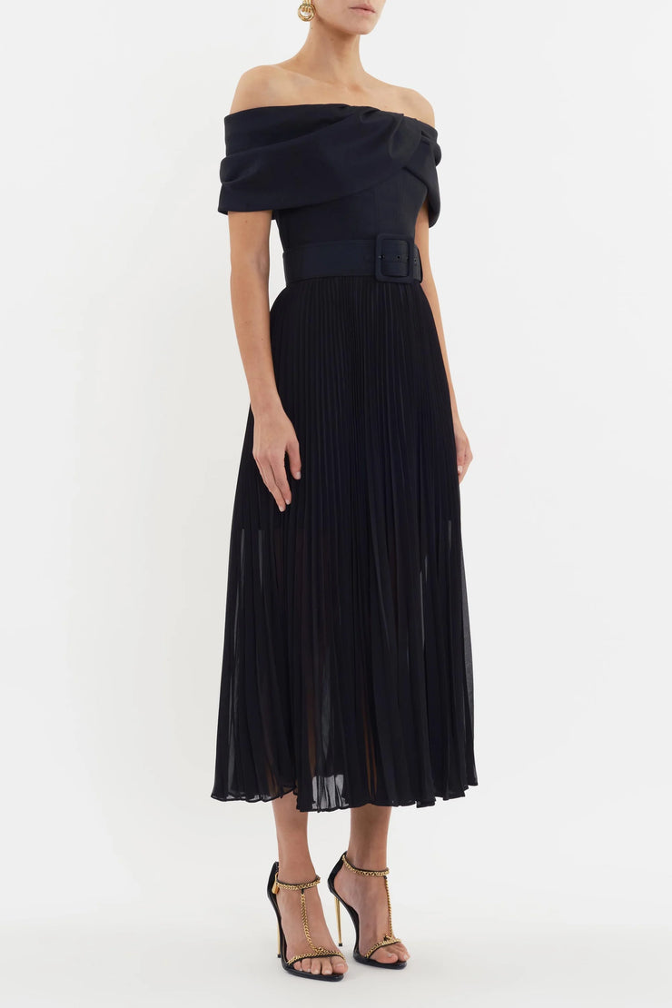 Emelie Off the Shoulder Midi Black