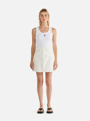 A-Line Denim Mini Skirt White