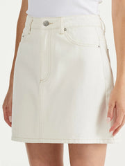 A-Line Denim Mini Skirt White