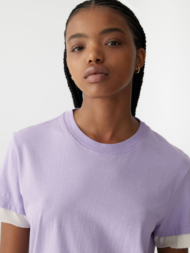 Layered Short Sleeve T.Shirt Faded Lavender Blue