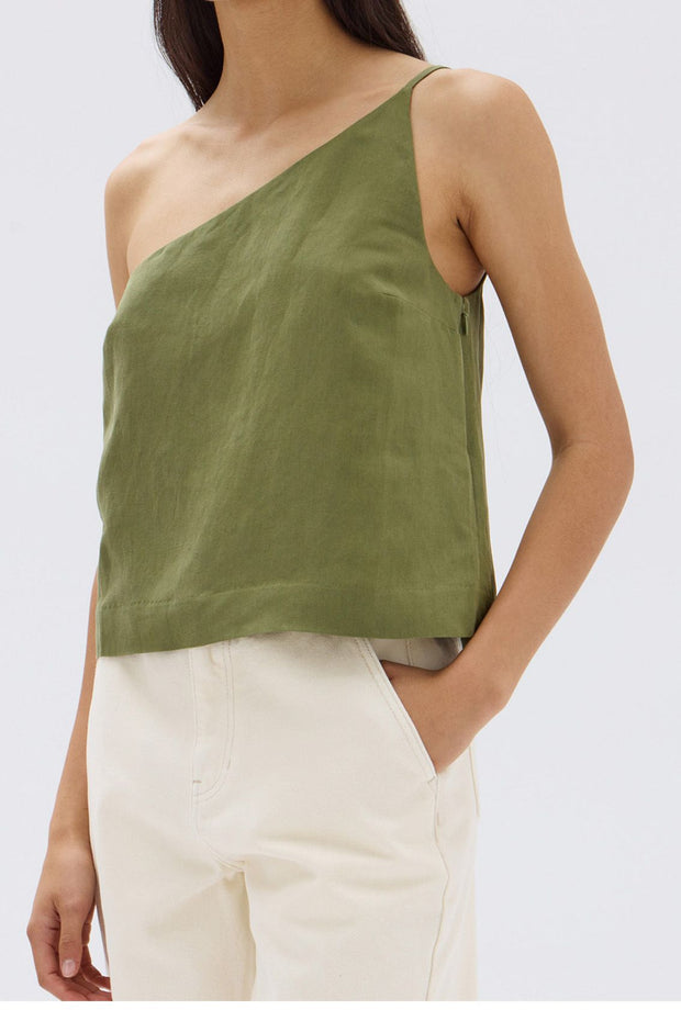 Farriday Linen Silk Asymmetric Top Pandan