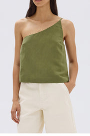 Farriday Linen Silk Asymmetric Top Pandan