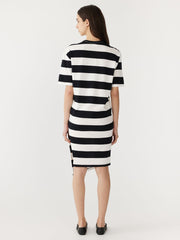 Stripe Side Split S/S Dress Black/White