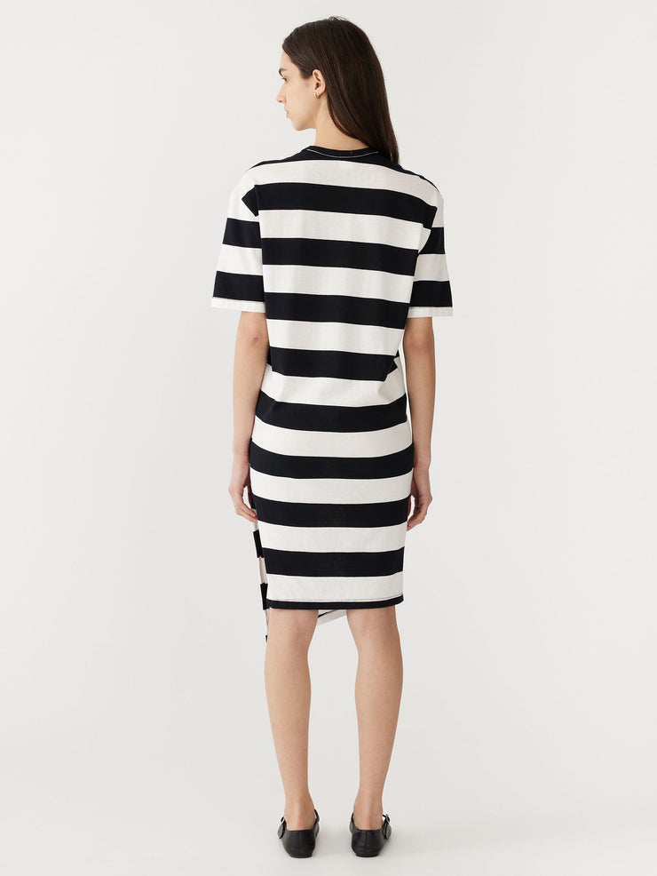 Stripe Side Split S/S Dress Black/White